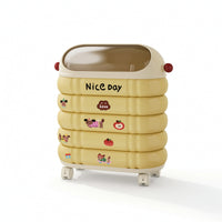 Rolling Trash Bin Modern Wastebasket Smooth for Bathroom, Bedroom
