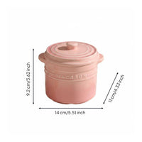 Multi-Purpose Ceramic Stew Pot with Lid Double Handles Individual Soup Crock Macaron Colors Lidded Casserole Dish Gradient Color for Home Kitchen