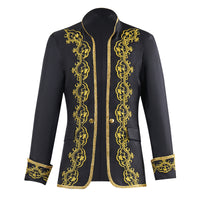 Men's European Gold-Trimmed Formal Dress Court Costume Black and White Opera Stage Performance Costume