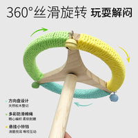 Wooden Parrot Toy with Spinning Wheel and Perch