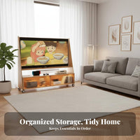 Mobile TV Stand Solid Wood Storage Cabinet Space Saving Rolling Furniture Suitable for Renters Living Room Bedroom Modern Home Decor