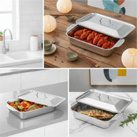 Deep Tray with Handles Deep Roasting Pan Effortlessly to Clean Roasting Pan with Handles for Home Cooks, Chefs, Oven, Kitchen, Restaurant