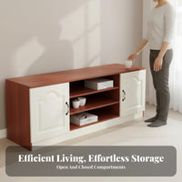 Contemporary Television Cabinet Sturdy Construction Sleek Wooden TV Cabinet Wear-Resistant Surface Entertainment Center with Storage for Bedroom