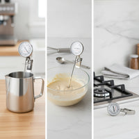 Stainless Steel Milk Thermometer with Clip Mechanical Thermometer with Clip Battery-Cordless Temperature Gauge Compact for Baristas, Home Cooks, Coffee Brewing, Baking