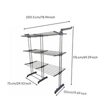 3 Tier Clothes Damp-Removing Rack Extendable Wing Damp-Removing Rack place Saving for Balcony