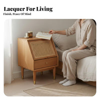 Rattan Drawer Nightstand Nordic Design Wicker Front End Table Woven Panel Design