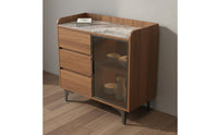 Sintered Stone Top Sideboard Stable Load-Bearing Living Room Tea Cabinet Water-Resistant Finish Kitchen Storage Sideboard for Hotel
