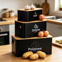 Modern Simple Style Metal Vegetable Storage Box Set for Kitchen, Breathable for Potatoes, Onions, Garlic