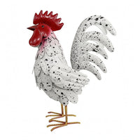 Iron Cockerel Ornament Speckled Outdoor Cockerel Ornament Handmade for Courtyard