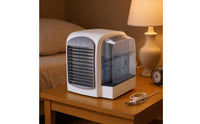 USB Mini Air Chiller Desktop Bladeless Air White Cooling Unit and Gray Humidifying Fan for Office
