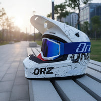 Off-Highway Dirt Bike Helmet with Goggles Graphic Full-Face Helmet with Visor Comfortable Sturdy for Riders, Motocross, Downhill Riding, Karting