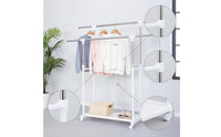 Adjustable Double Rod Clothes Rack Telescoping Clothes Rack with Double Rods Portable Furniture Heavy-Duty for Bedroom
