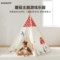 Mushroom Theme Kids Indoor Playhouse, Indian Tent for Boys and Girls, Secret Space for Children