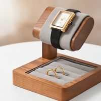 Watch Stand Valet Tray Padded Watch Display with Space-Saving Tray for Dresser, Counter