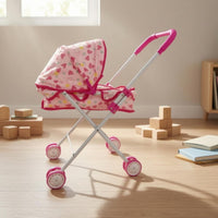 Foldable Doll strollers Metal Frame Baby Doll Pram Wheeled Children's Toy