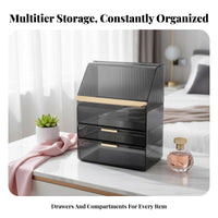 Desktop Makeup Case with Drawers particleprotective Multi-Compartment Makeup Box