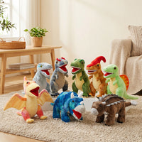 Dinosaur Plush Toy Set Tyrannosaurus Triceratops Velociraptor Ankylosaurus