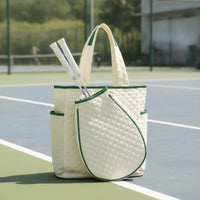 Spacious Quilted Tote Bag Roomy Tote Bag with Zip Pocket Sporty Handbag Lightweight for Commuters, Gym, Travel, Tennis