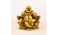 Laughing Buddha Statue with Emperor's Dragon Chair Feng Shui for Collectors