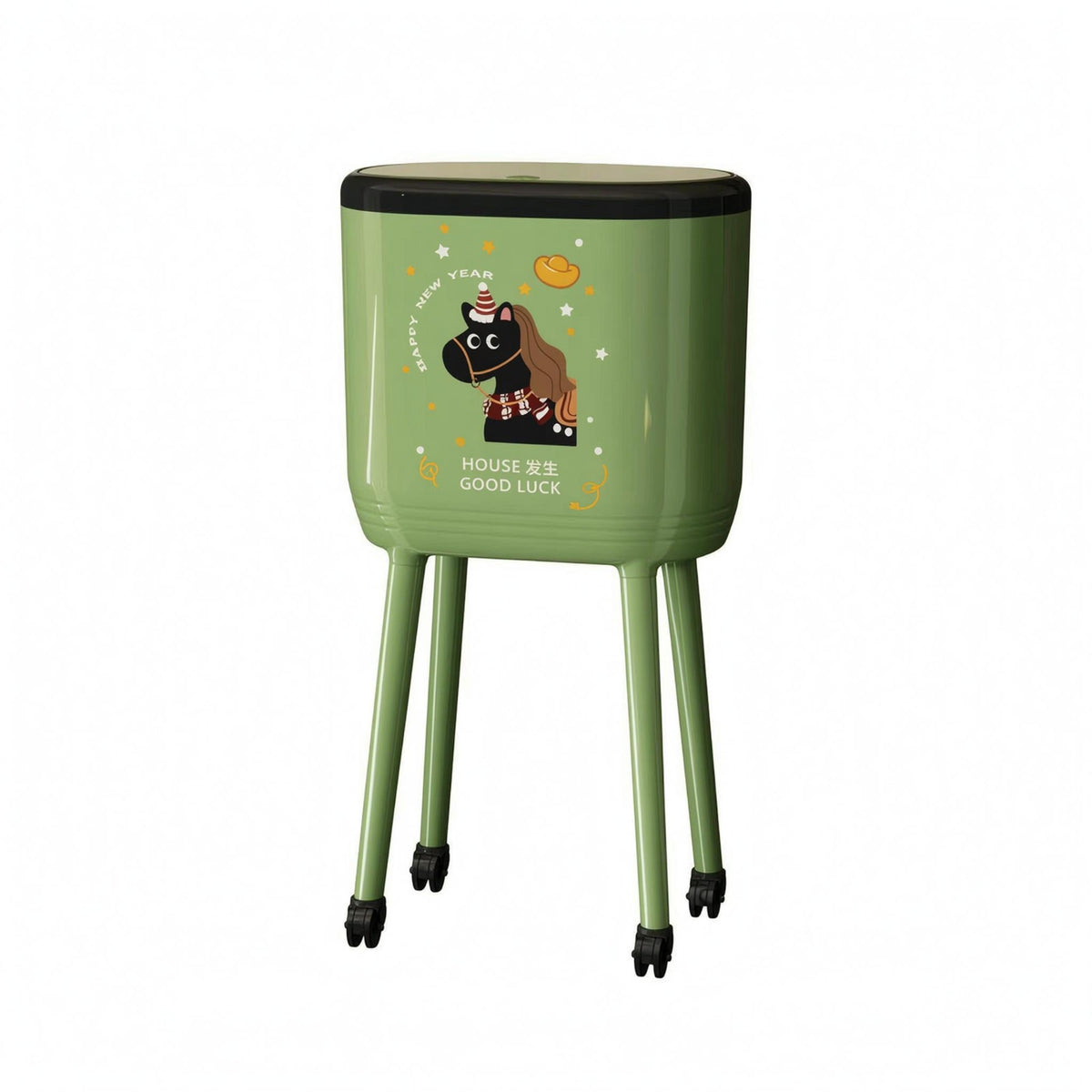 Trash Can with Wheels Rounded Rectangular Tall Trash Can for Living Room