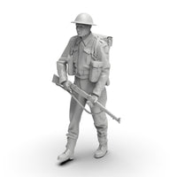 1/72二战英军士兵1/64白模1/35小摆件微缩素体微型兵人3D打印模型
