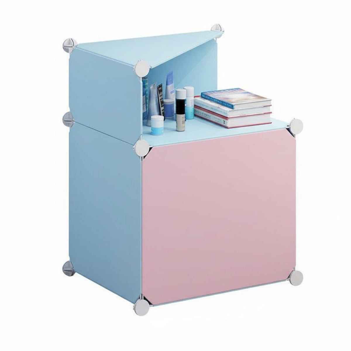 Space Saving Design Multitiered side Table Easy Assembly Stackable Storage Cube Small Footprint Nightstand Modern & Design for Children, Apartment Dwellers, Students, Bedroom, Dorm Room, Playroom, Office