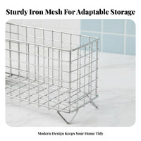Mesh Basket with Wooden Handles Rust-Resistant Wire Container for Women, Parents