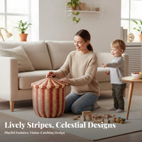 Round Lidded Container Nordic and elegance Household Storage Woven Design for Families