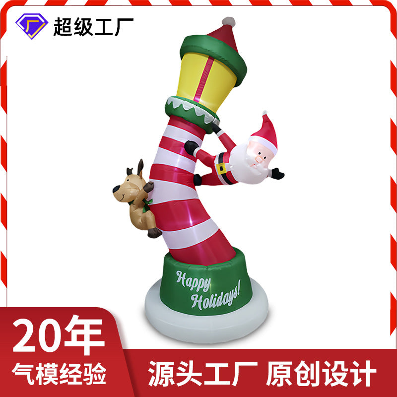 8FT Christmas Inflatable Santa and Reindeer with LED Lights