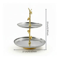Fruit Tray with Stem Textured Serving Platter Stainless Steel for Dining Table