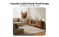 Integrated Storage Woven-Front media Unit centurycentury-century-modern modern design Modern Design TV Stand Sliding Doors Media Console for Homeowners, Families, Renters, Living Room, Bedroom, Office