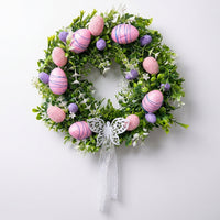 Front Door Easter Wreath Colorful Eggs Easter Egg Wreath Festive Design Holiday Decoration for Homeowners, Party Hosts, Entryway, Outdoor, Indoor