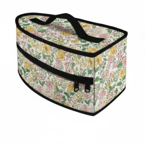 Zippered Iron Storage Bag Top Handle Floral Iron Bag Black Trim