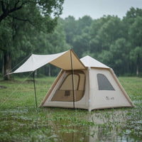 Quick Setup Inflatable Tent with Awning Heavy Duty Air Tent with Canopy Breathable Inflatable Cabin Spacious for Families