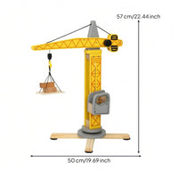 Realistic Wooden Vertical Structure Crane Stable Base Toy Vertical Structure Crane Yellow and Gray for Children