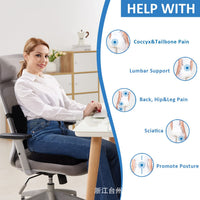 Ergonomic Memory Foam Seat Cushion waist Support Pillow Set Breathable Back Support Pillow for Drivers, Travel