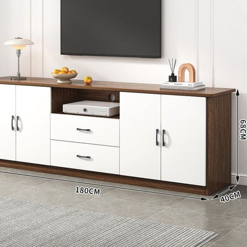 Contemporary Television Cabinet Large Capacity Storage Contemporary Television Stand Solid Wood Minimalist Entertainment Console for Bedroom