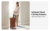 Carved Wooden Basket Handmade Square Umbrella Container Foldable Design
