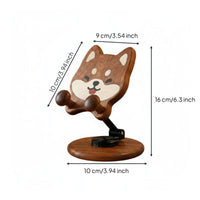Cartoon Mobile Phone Stand Hands Viewing Wooden Japanese Dog Phone Holder Solid Wood Mobile Accessory for Office
