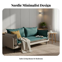 Nordic design 2-Seater Fabric Sofa Light Luxury Aesthetic Loveseat space-saving Size Upholstered Couch Minimalist Design for Apartment Dwellers, Young Adults, Office Workers, Small Spaces, Living Room, Bedroom