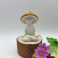 Meditation Fungi Figurine Cute Design Meditation Fungi Statue Polished Finish