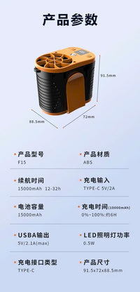Cross-border New 15000mAh YLD-F15 Waist Fan Outdoor Waist Fan Rechargeable Fan Drop Shipping