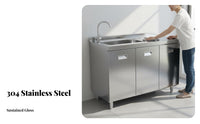Easy to Clean Stainless Steel Kitchen Cabinet Waterproof Kitchen Storage Cabinet Stain-Resistant Thickened and Reinforced for Small Apartment Dwellers, Homeowners, Families, Utility Room, Garage