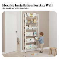 Narrow Freestanding Bookcase Space-Saving Shelf Unit Slim Design for Study Room