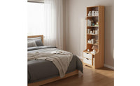 Nightstand Bookshelf Combo Multi-Functional Tall Bedside Bookshelf Space Saving