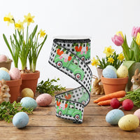 4.57M Easter Decorative Ribbon Festive Design Easter Hare and Carrot Ribbon DIY Crafts Material Trim for Crafters, Home Decor Enthusiasts, Wreath Making