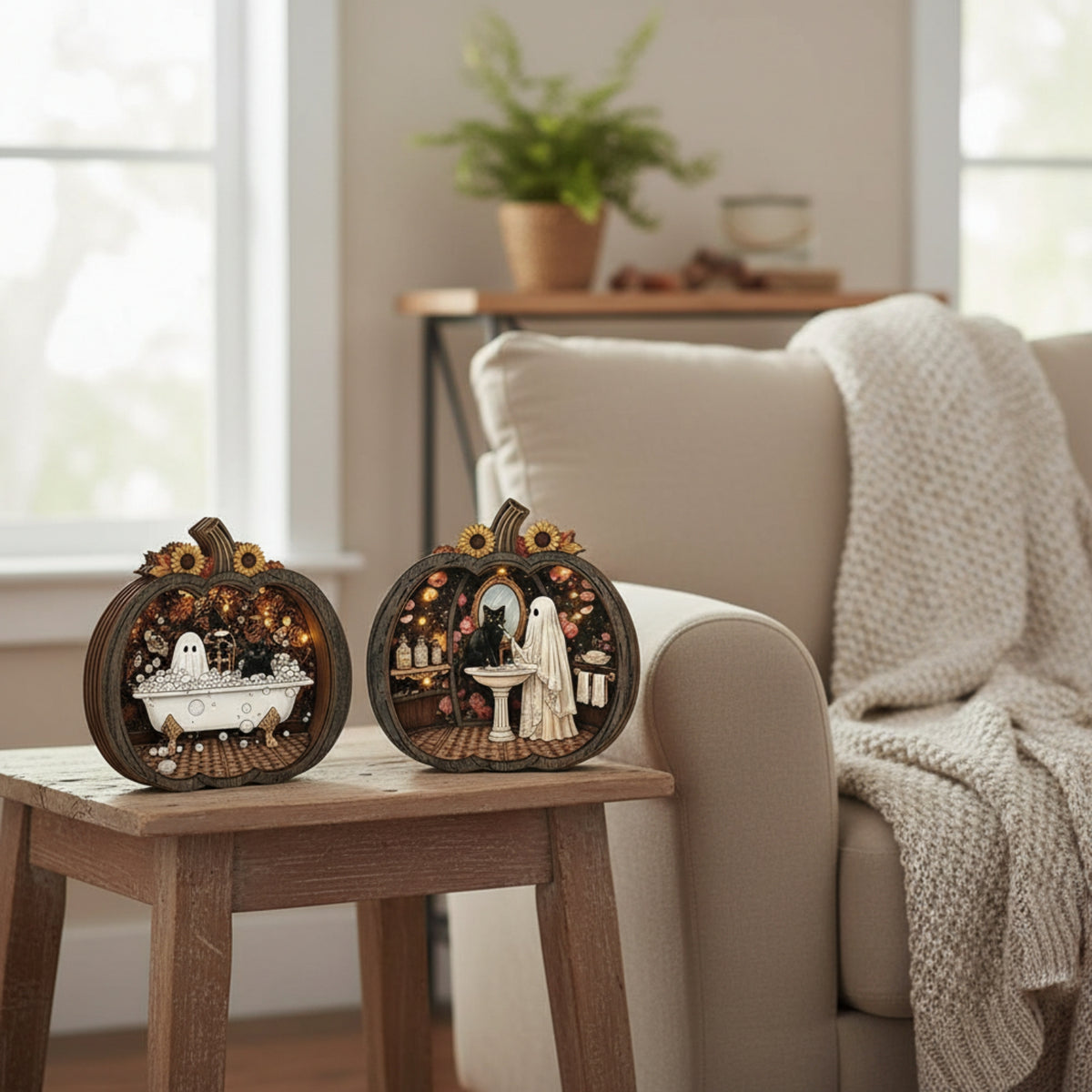 3 Pieces Fall Wooden Pumpkin Cutout