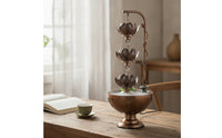 Fountain with Lotus Tiers 3-Tier Tabletop Fountain Metal for Meditation