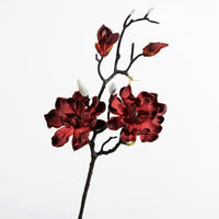 Multi-Head Magnolia Spray PU Material Artificial Magnolia Stem Realistic Look Chinese Style Floral Stem for Living Room, Dining Table, Bedroom