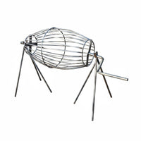 Manual Rotating Grill Basket Handmade Cylindrical Barbecue Grill Four Legged Outdoor Cooking